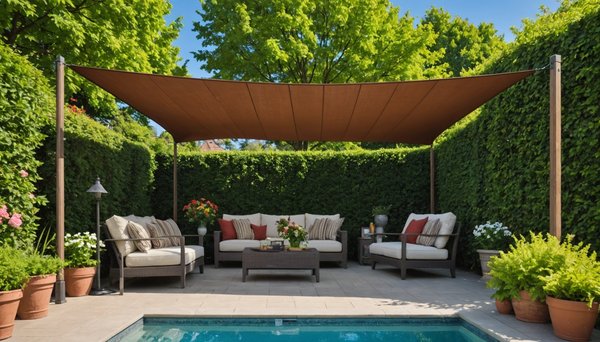 Sunny garden market: premium shade sails & outdoor lighting